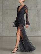 Tessa | Vestido Transparente de encaje fruncido