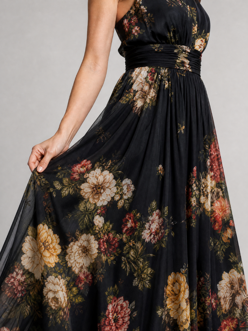 Sior | Vestido Midi con Escote Halter Floral