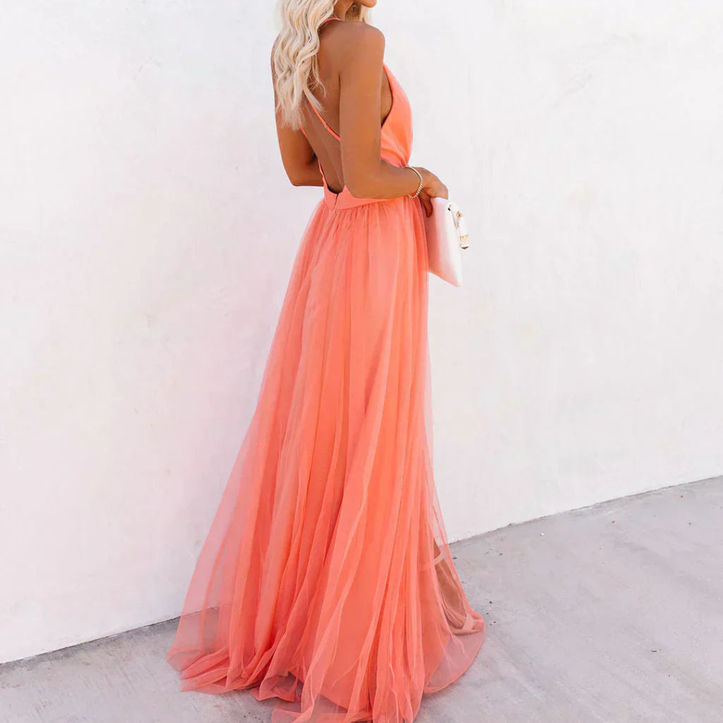 GINEVRA | VESTIDO MAXI CORAL CLARO