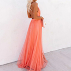 GINEVRA | VESTIDO MAXI CORAL CLARO