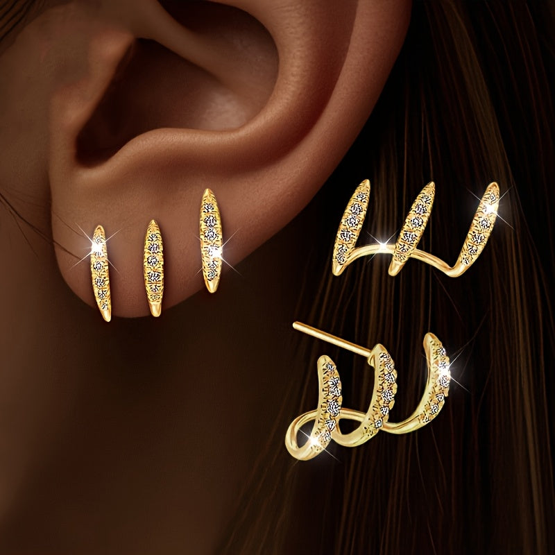 Pendientes con circonita en engaste de tres garras