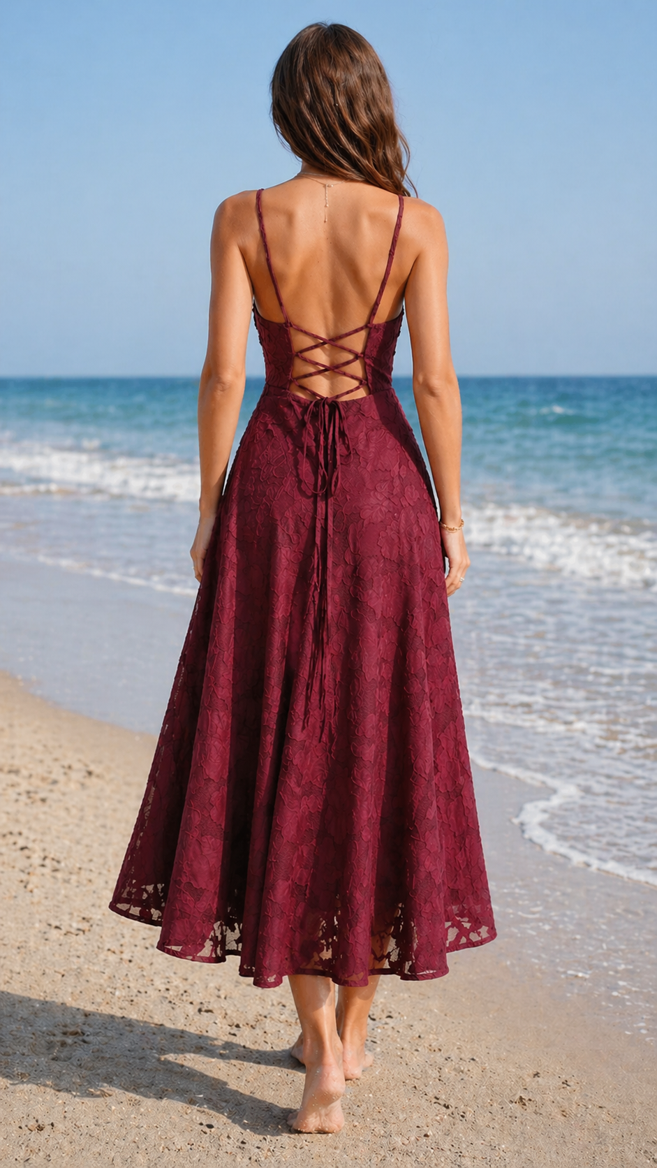 VESTIDO JACQUARD ROJO VINO