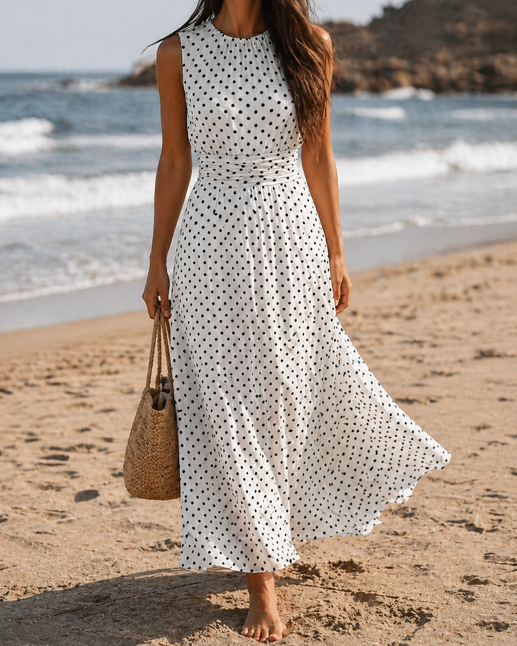 VESTIDO POLKA DOTS BLANCO