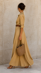 VESTIDO LARGO LA ROCHELLE CON CINTURÓN