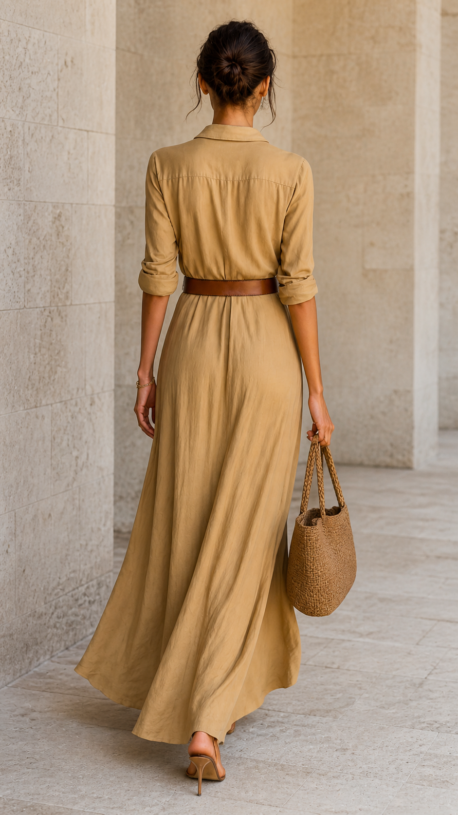 VESTIDO LARGO LA ROCHELLE CON CINTURÓN