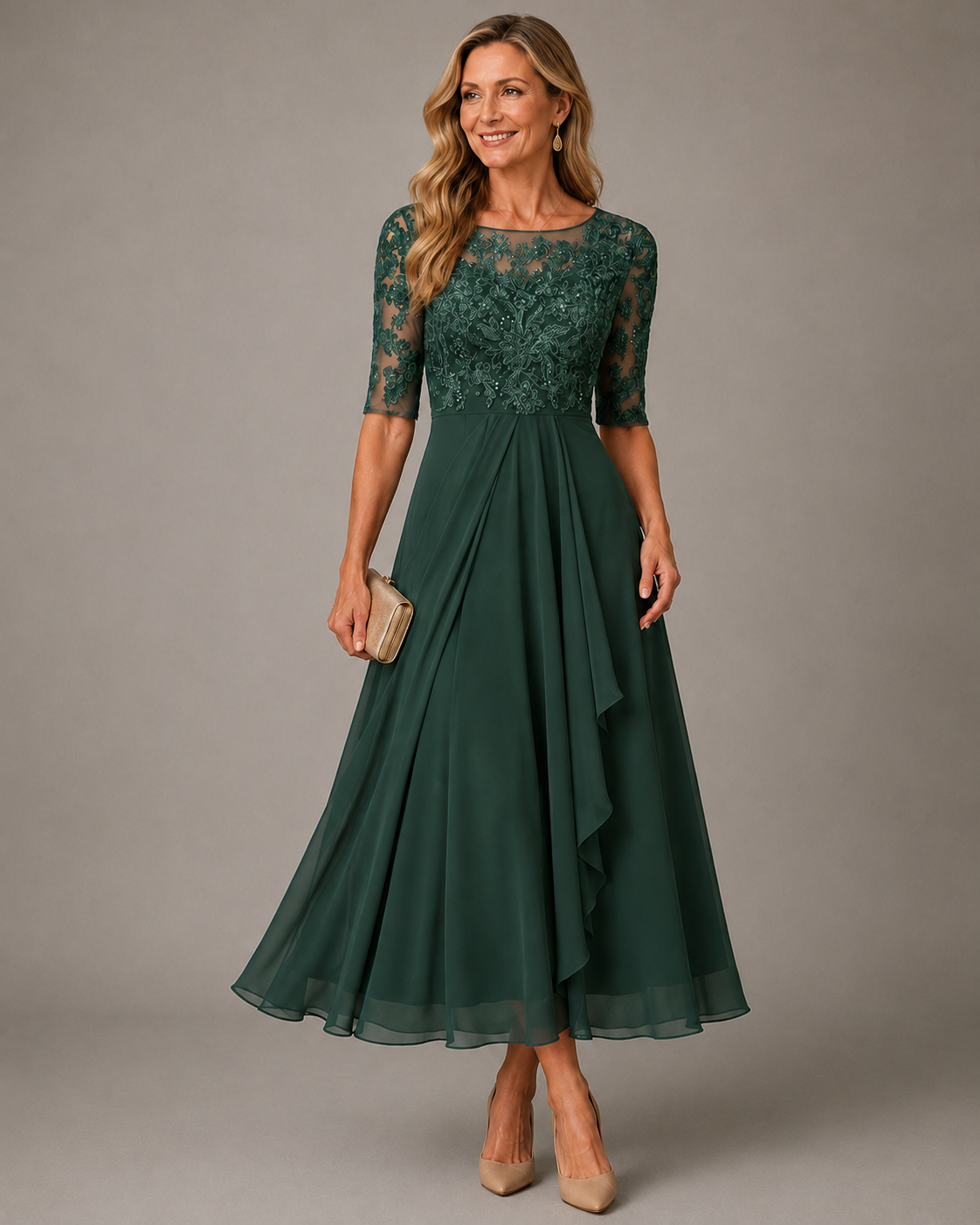Rosa – Vestido Midi de Encaje Favorecedor