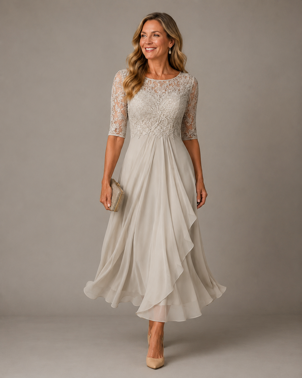 Rosa – Vestido Midi de Encaje Favorecedor