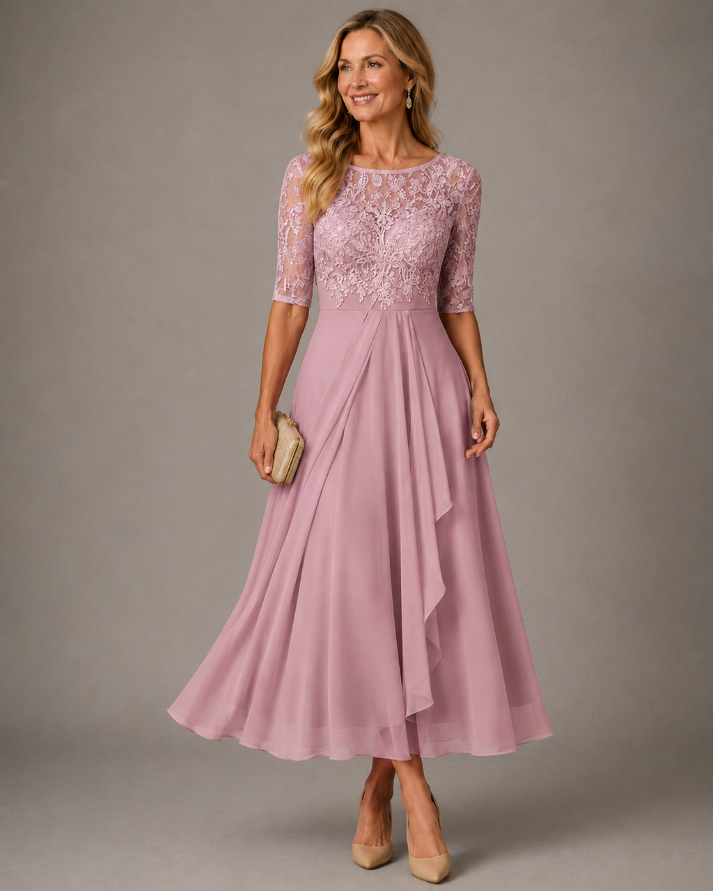 Rosa – Vestido Midi de Encaje Favorecedor