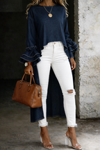 Ashley™ | Camisa Vaquera Fluida con Volantes