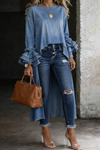 Ashley™ | Camisa Vaquera Fluida con Volantes
