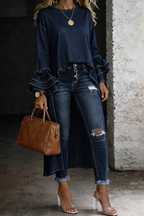 Ashley™ | Camisa Vaquera Fluida con Volantes
