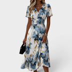Elara | Vestido Midi con Banda Floral