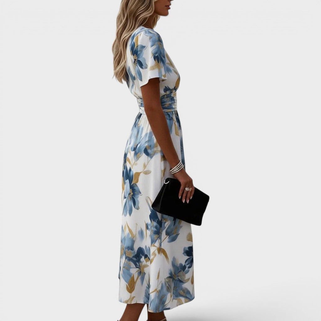 Elara | Vestido Midi con Banda Floral