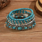 Conjunto de pulseras boho con perlas turquesas
