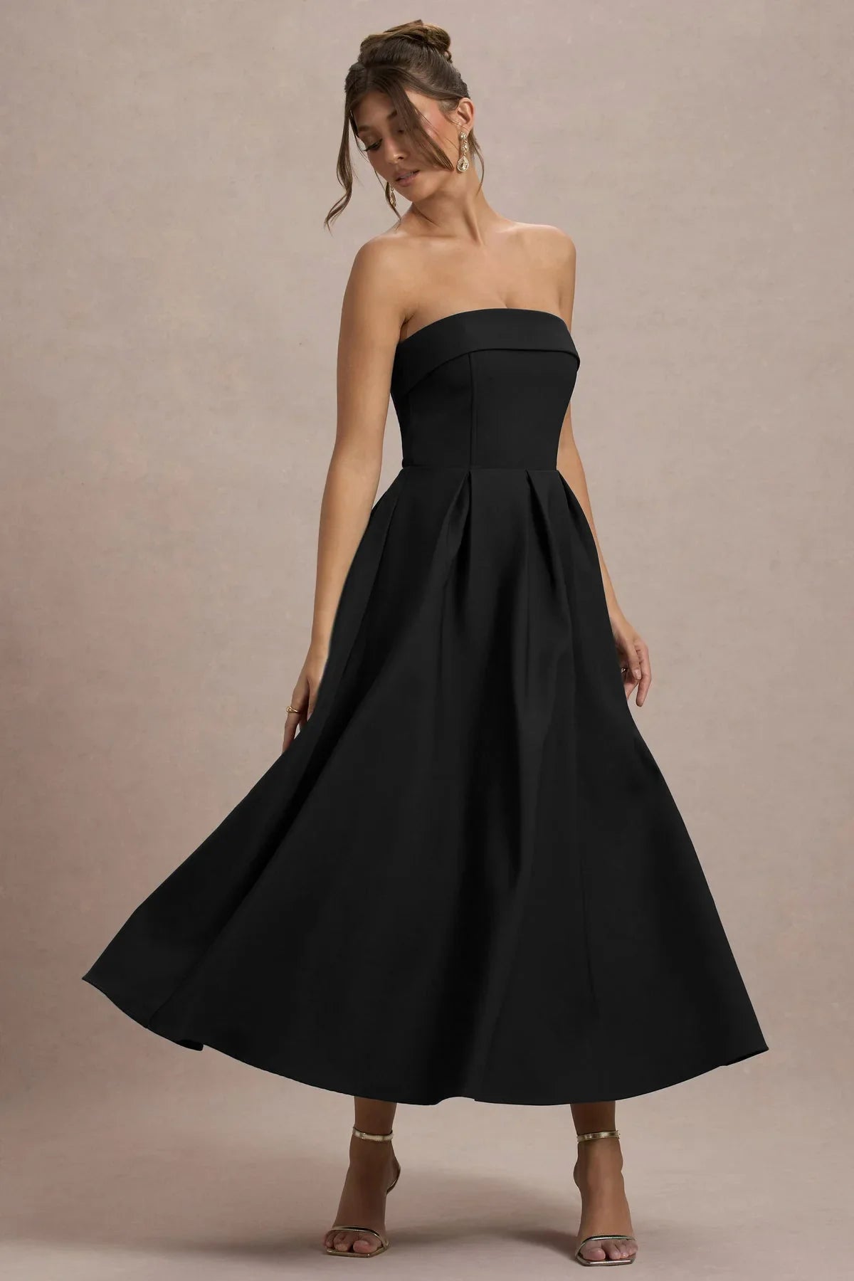 ANNE | Vestido Midi Elegante con Escote recto