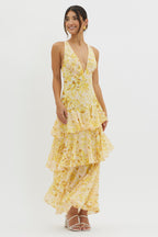 LISA | Vestido Maxi Floral con Volantes