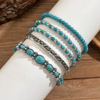 Conjunto de pulseras boho con perlas turquesas