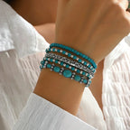 Conjunto de pulseras boho con perlas turquesas