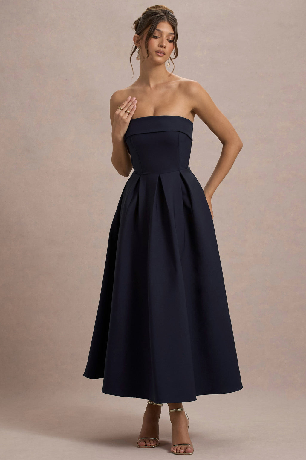 ANNE | Vestido Midi Elegante con Escote recto