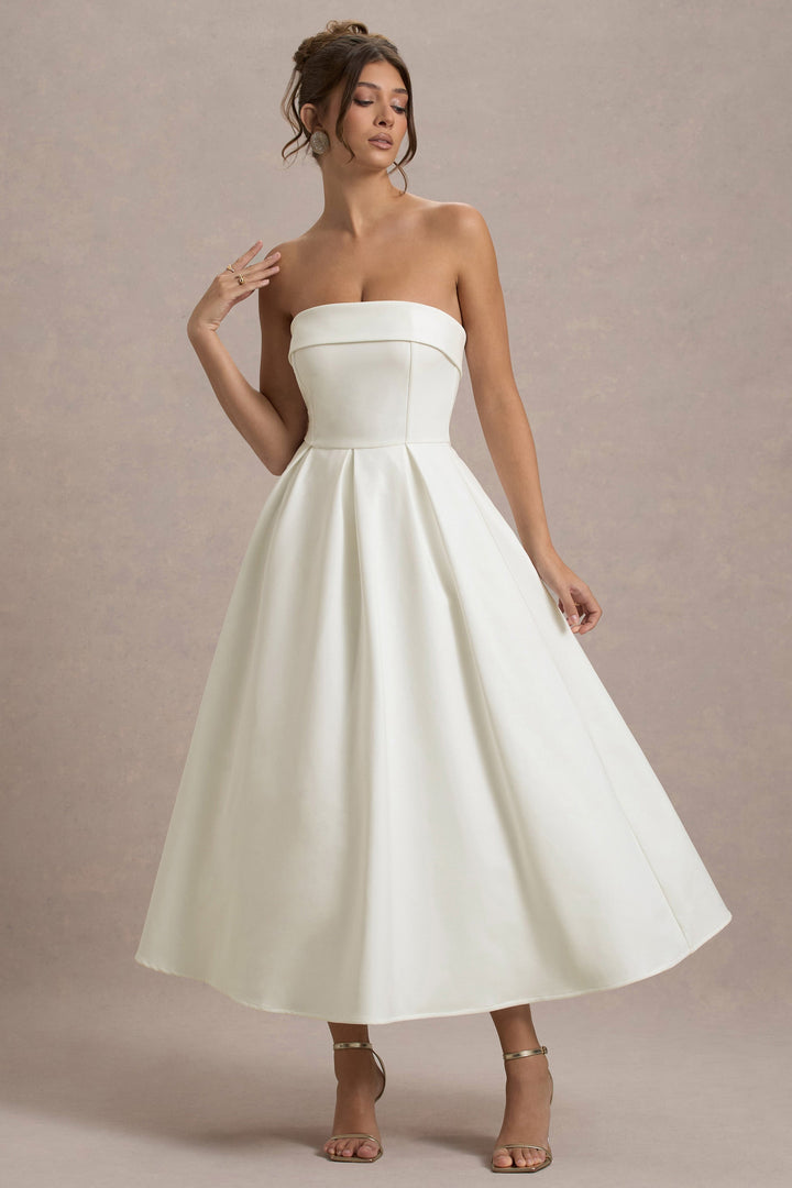 ANNE | Vestido Midi Elegante con Escote recto