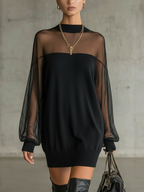 Amélie™ | Elegante Mini Vestido Negro con Mangas de Malla