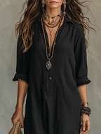 Soline™ | Vestido Maxi Negro Largo con Botones