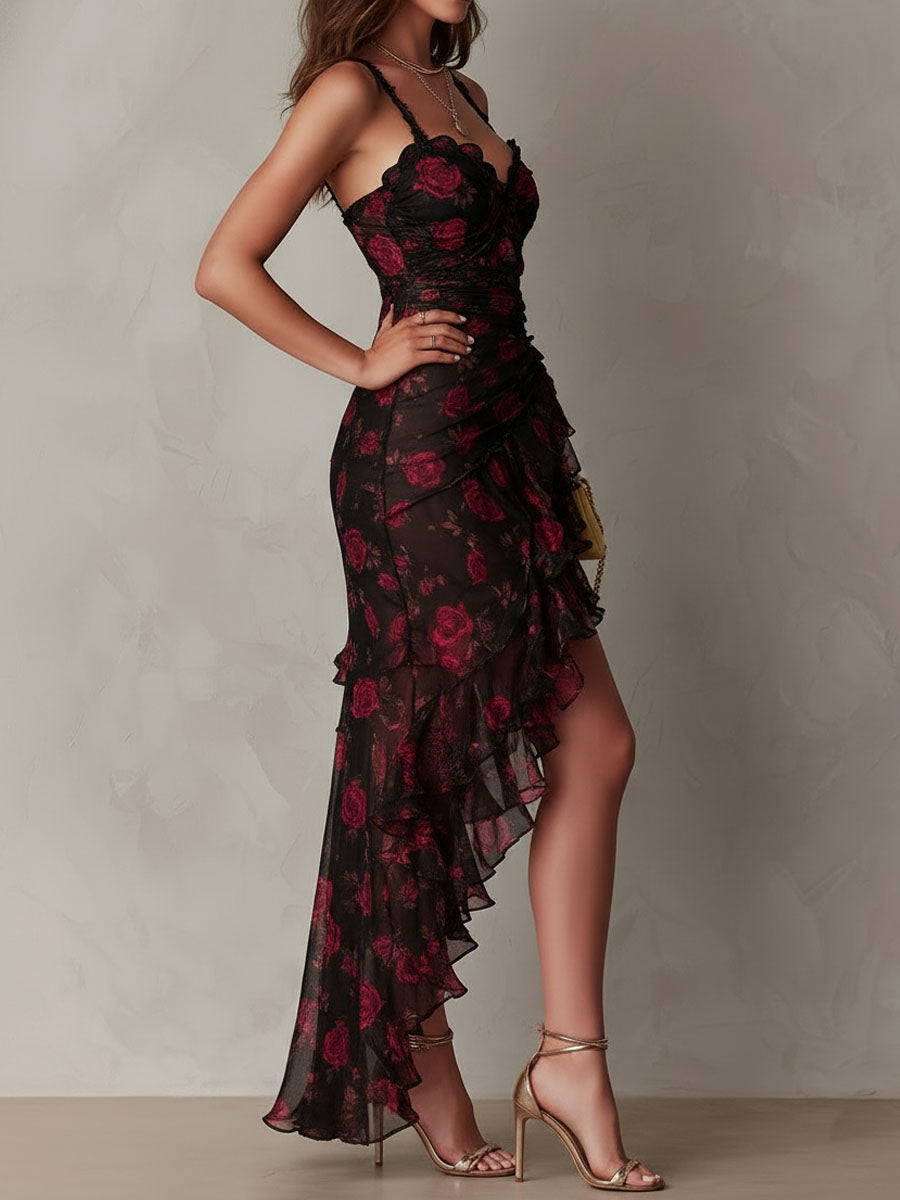 Lowe | Vestido Floral con Volantes y bajo con Volantes