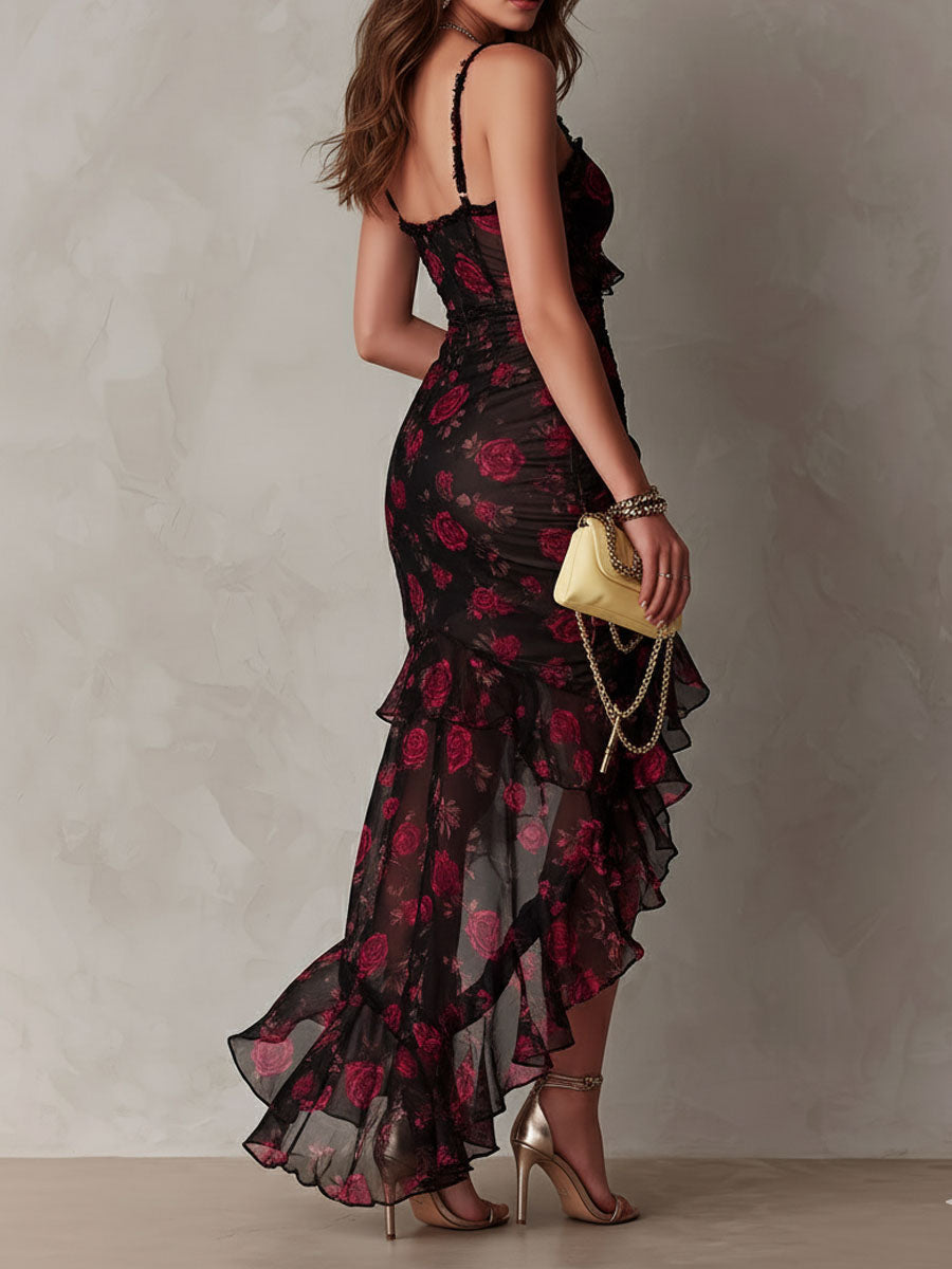 Lowe | Vestido Floral con Volantes y bajo con Volantes