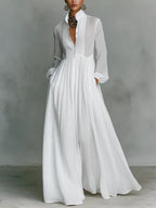 Léonie™ | Vestido Maxi Minimalista con Cuello Alto
