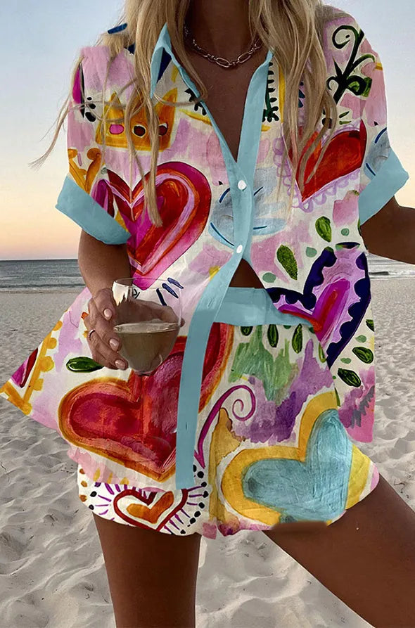 CONJUNTO AMORE — conjunto camisa y short estampado