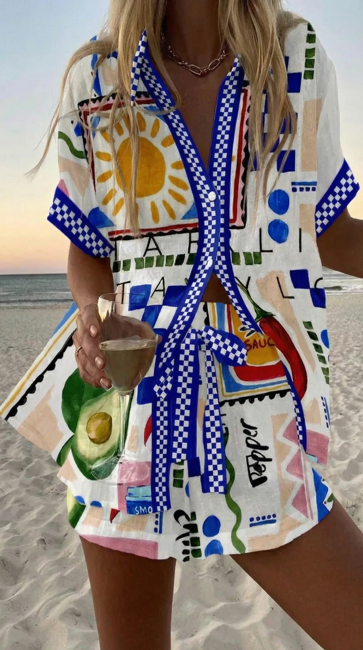 CONJUNTO FIESTA — conjunto camisa y short estampado