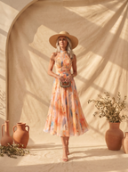 Aurora | Vestido con Cuello Halter y Estampado Acuarelado