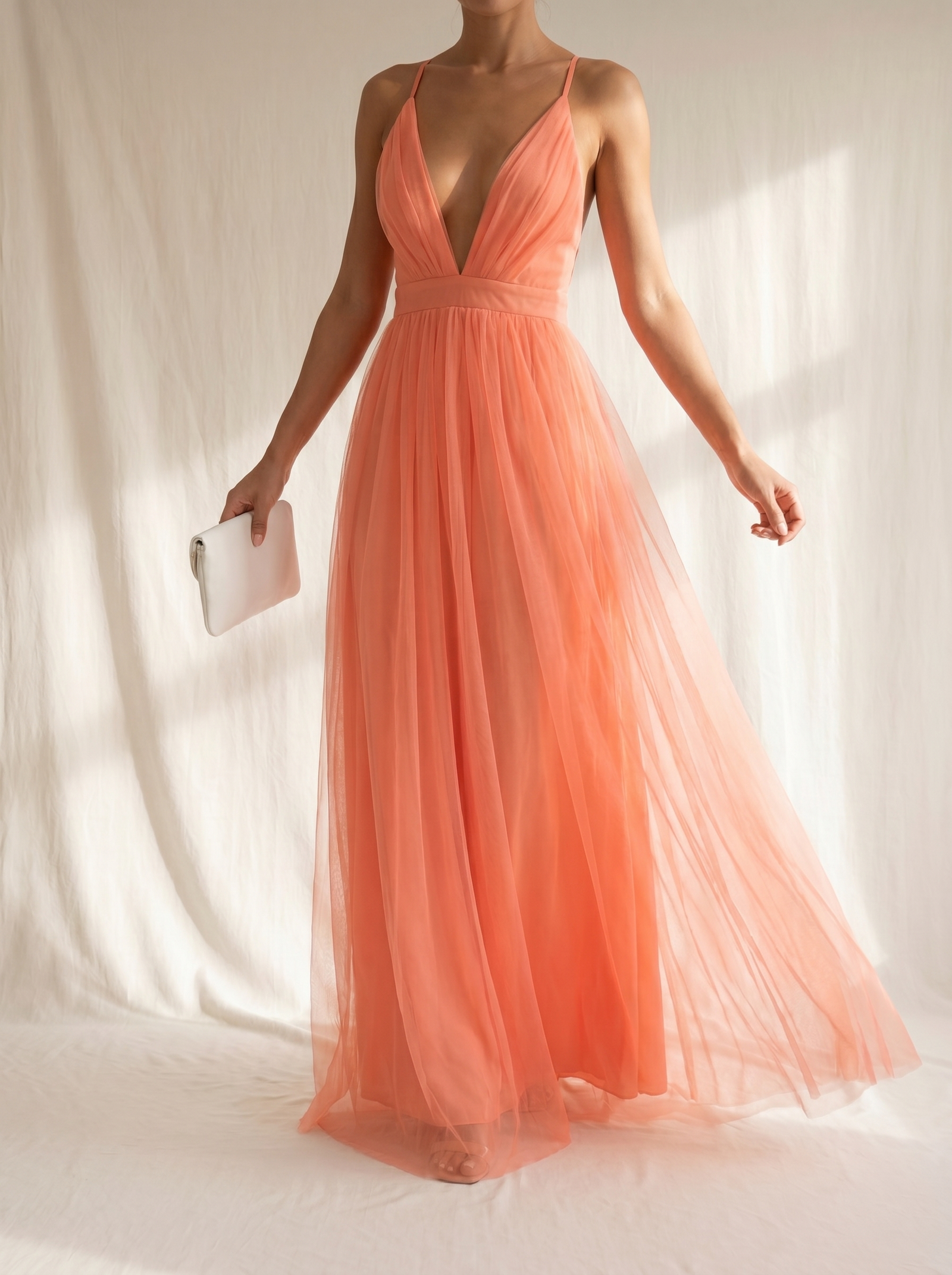 GINEVRA | VESTIDO MAXI CORAL CLARO