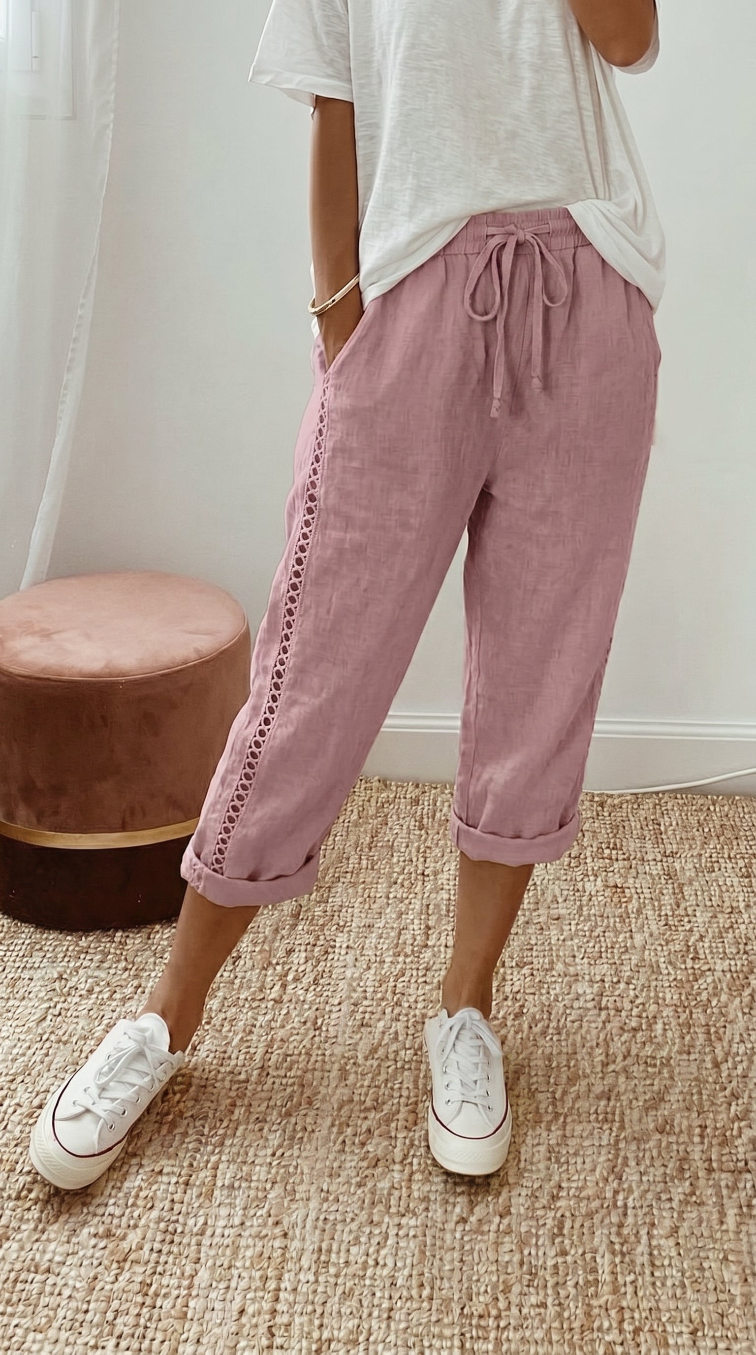 Aurea™ | Pantalón capri con detalles de encaje