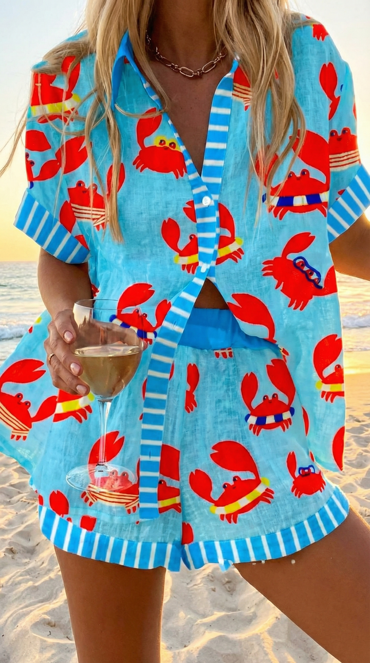 CONJUNTO MARINA — conjunto camisa y short estampado