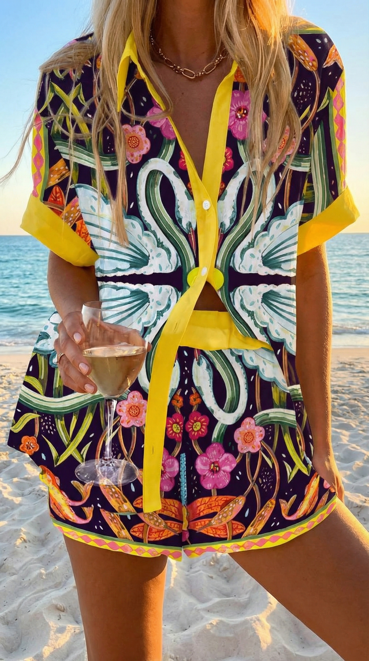 CONJUNTO SICILIA — conjunto camisa y short estampado