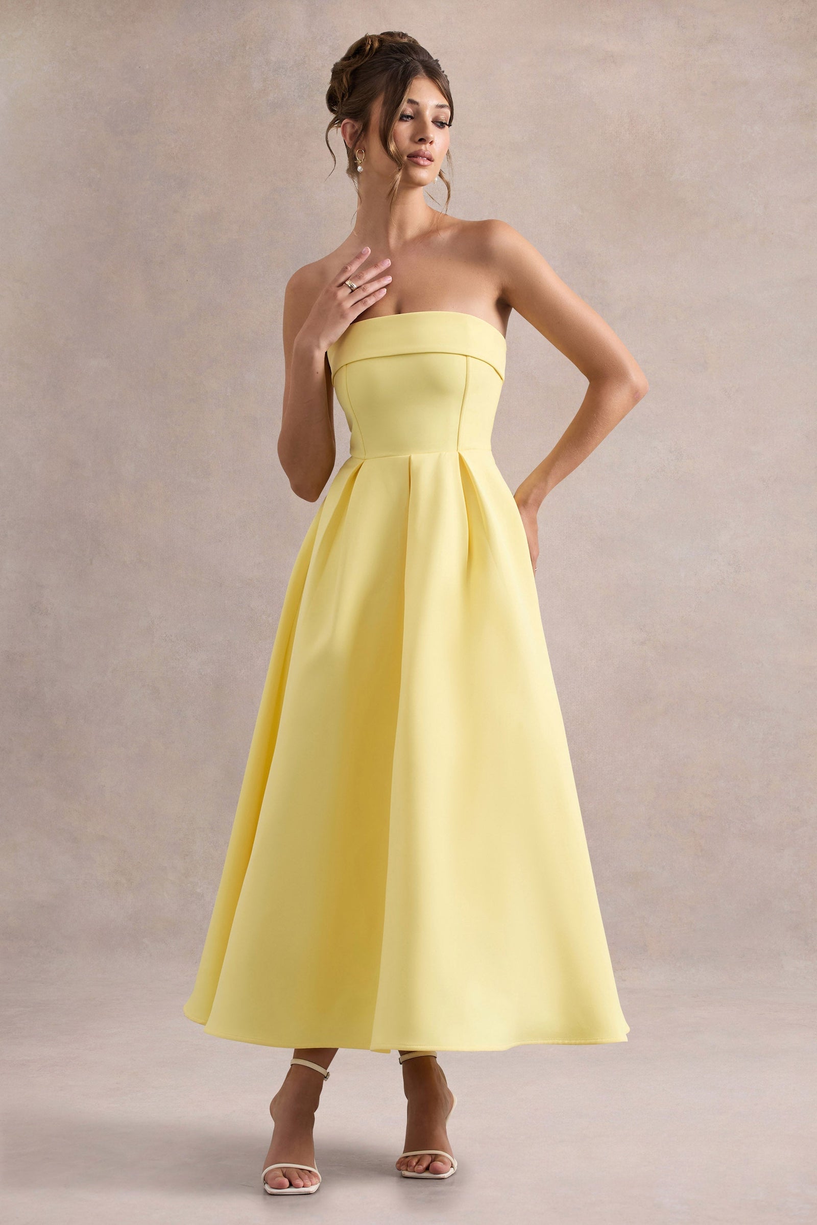 ANNE | Vestido Midi Elegante con Escote recto